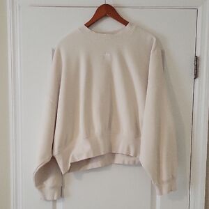 Adidas Originals Oversized Fleece Sweatshirt Cream LG Unisex